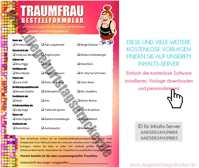 Traumfrau Bestellformular